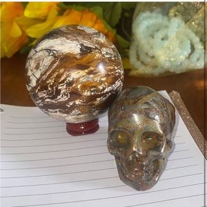 Brecciated Jasper Skull and Sphere